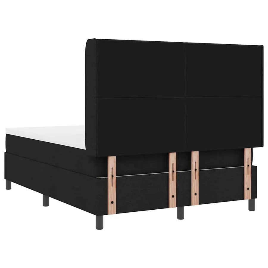 Lit à ressorts avec coussin Noir 200 x 160 cm tissu - 9