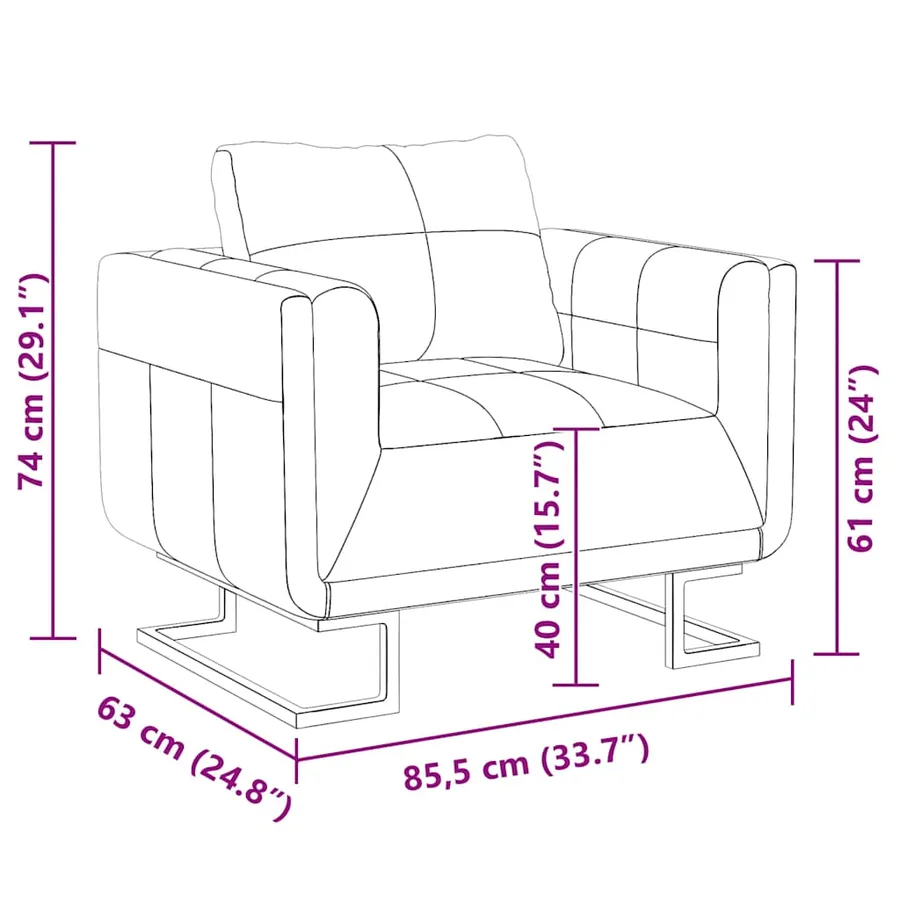 Fauteuil cube avec pieds chromés Noir Similicuir - 7
