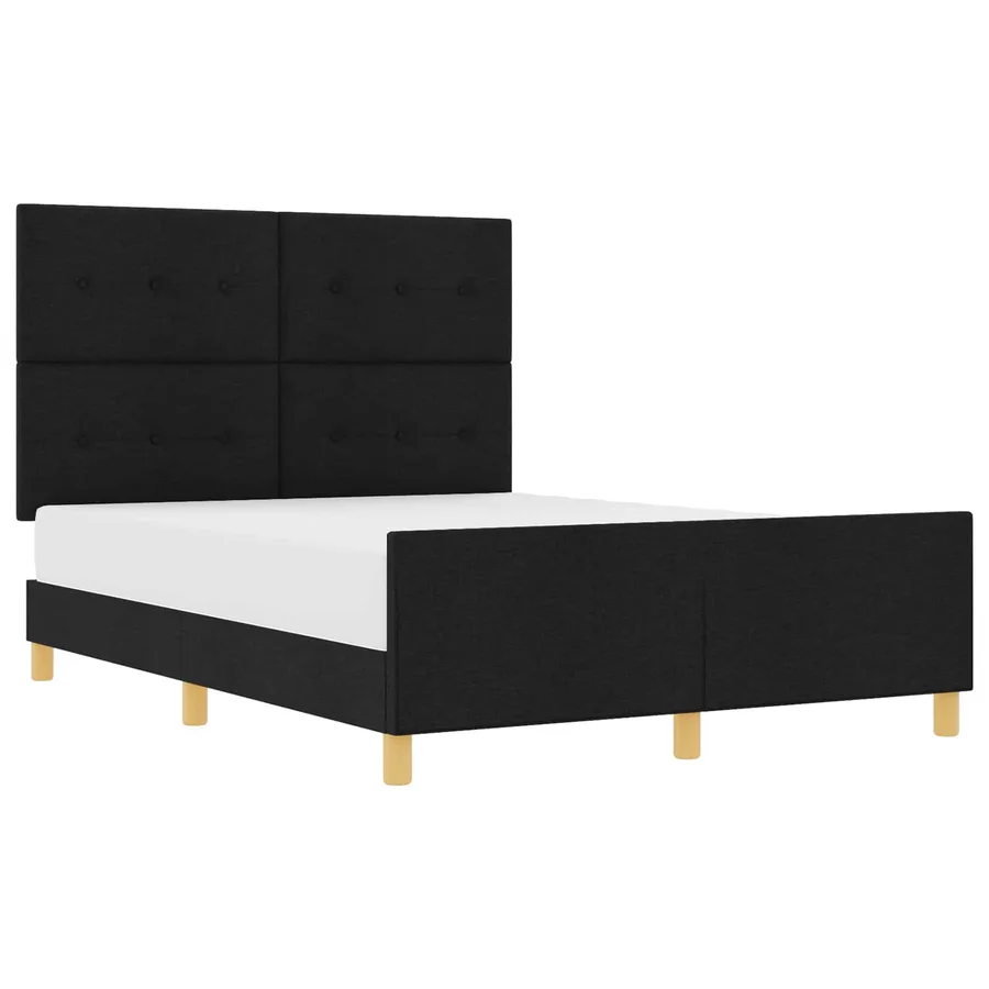 Cadre de lit avec coussin Noir 160 x 200 cm tissu - 2