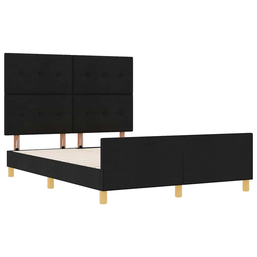 Cadre de lit avec coussin Noir 160 x 200 cm tissu - 5