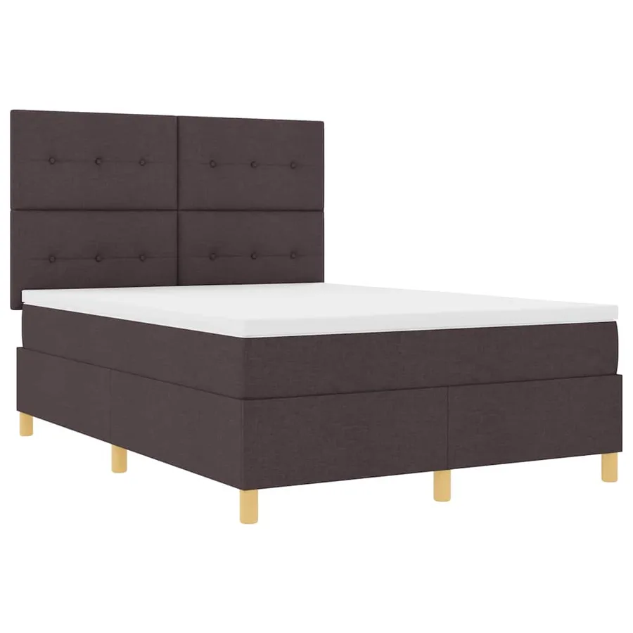 Lit à ressort LED Marron foncé 140 x 200 cm tissu - 6