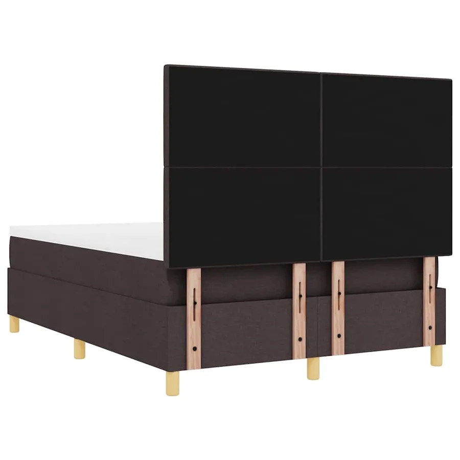 Lit à ressort LED Marron foncé 140 x 200 cm tissu - 8