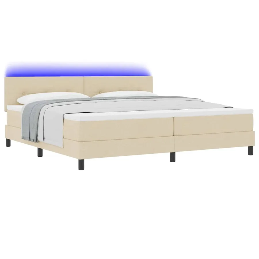 Lit à ressorts avec bandes LED Crème 200 x 200 cm tissu - 3