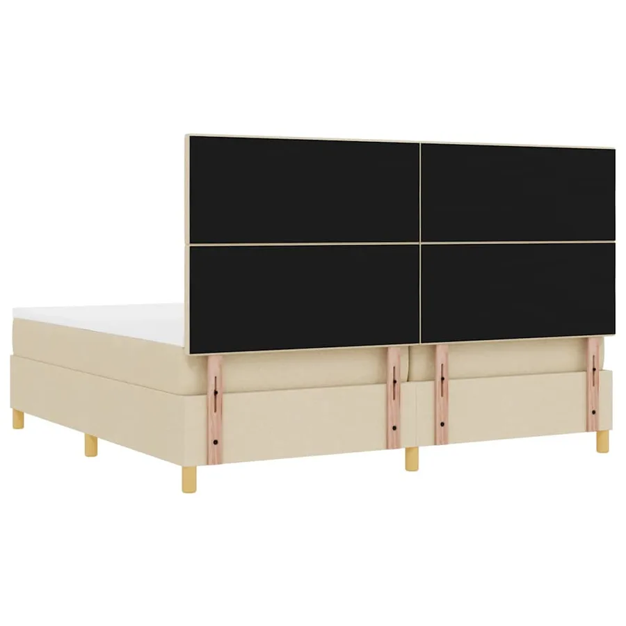 Lit à ressorts avec tête de lit Crème 200 x 200 cm tissu - 9