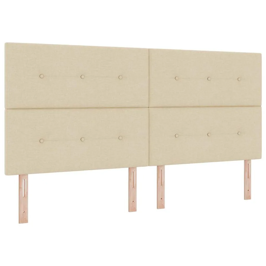 Lit à ressorts avec coussin Crème 200 x 200 cm tissu - 6