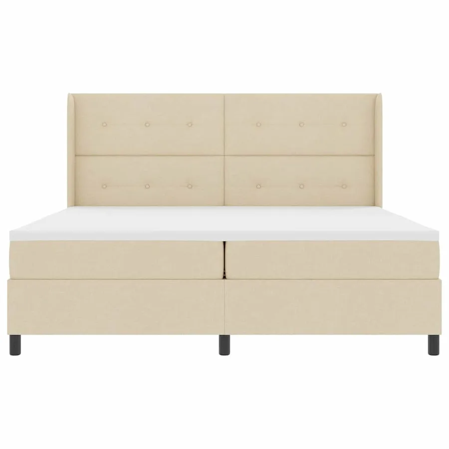 Lit à ressorts avec coussin Crème 200 x 200 cm tissu - 7