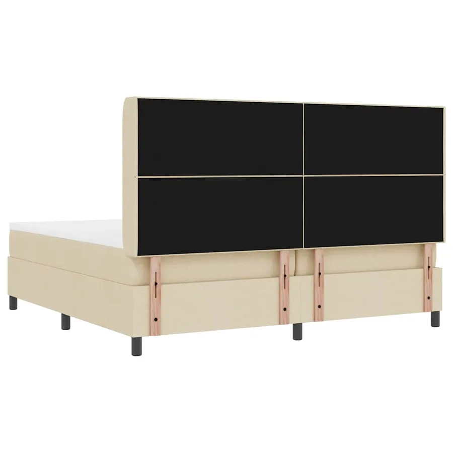Lit à ressorts avec coussin Crème 200 x 200 cm tissu - 9