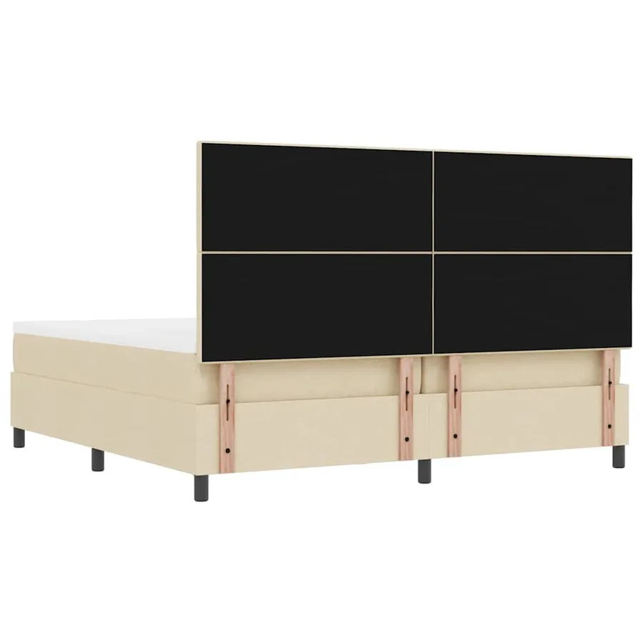 Lit à ressorts avec tête de lit Crème 200 x 200 cm tissu - 10