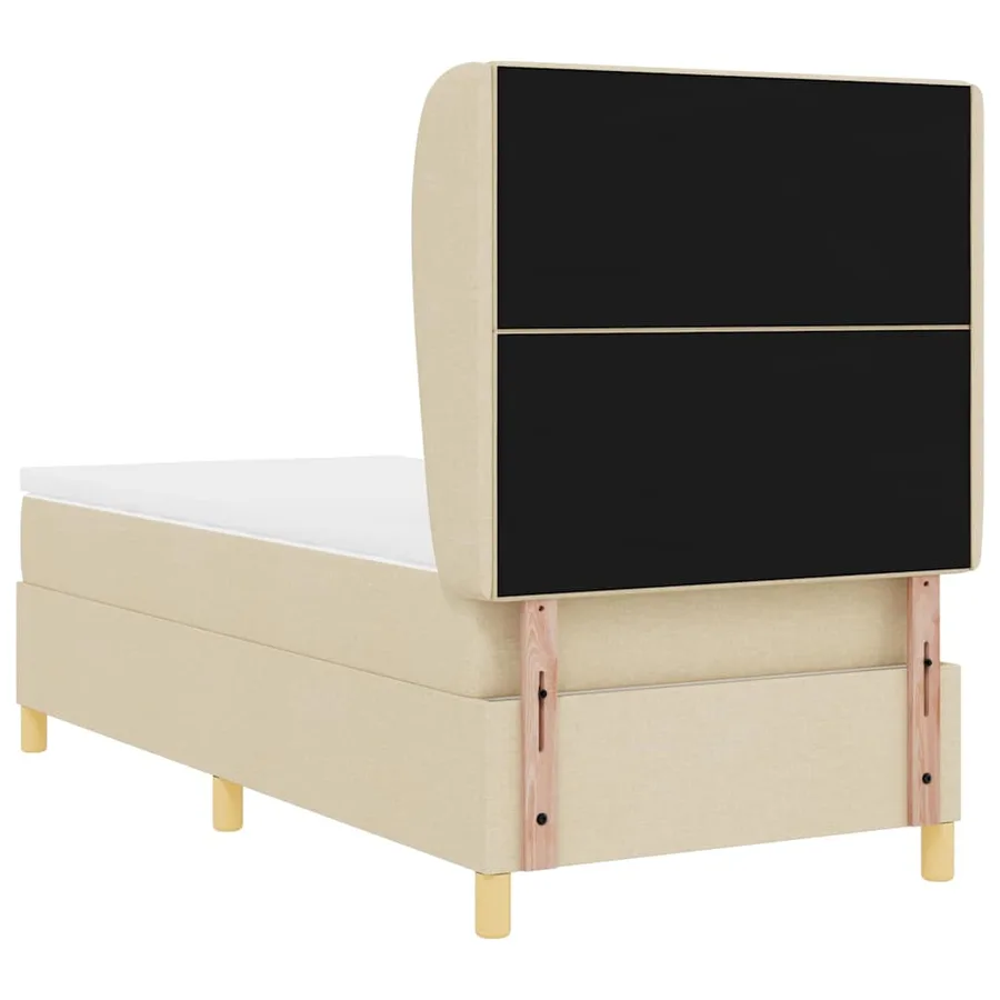 Lit à ressorts avec tête de lit Crème 200 x 100 cm tissu - 9