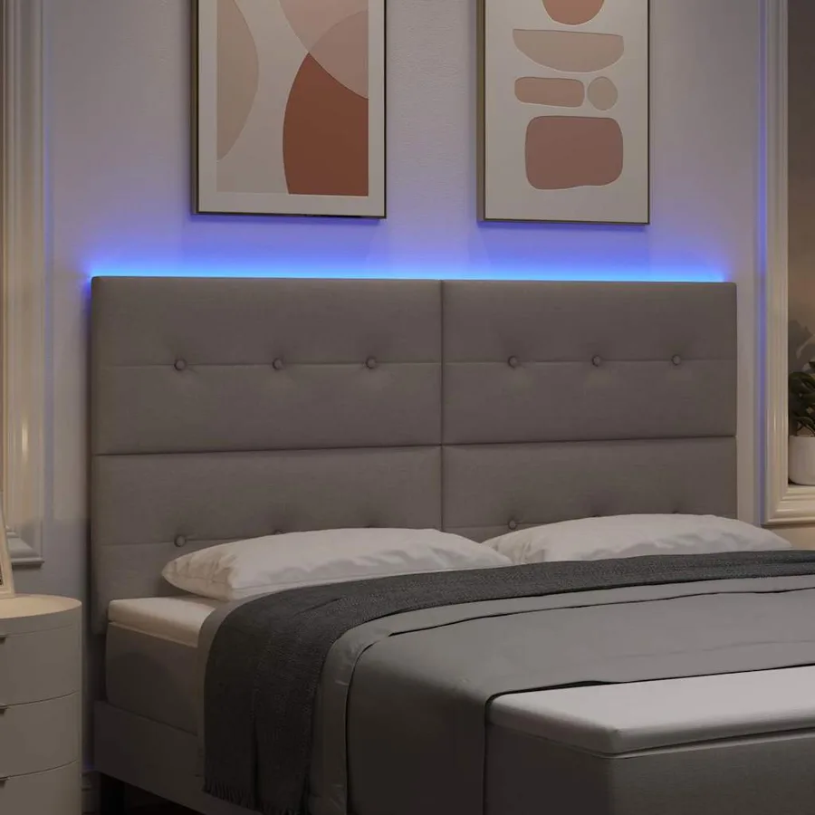 Tête de lit LED avec bandes LED Taupe 180 cm tissu - 4