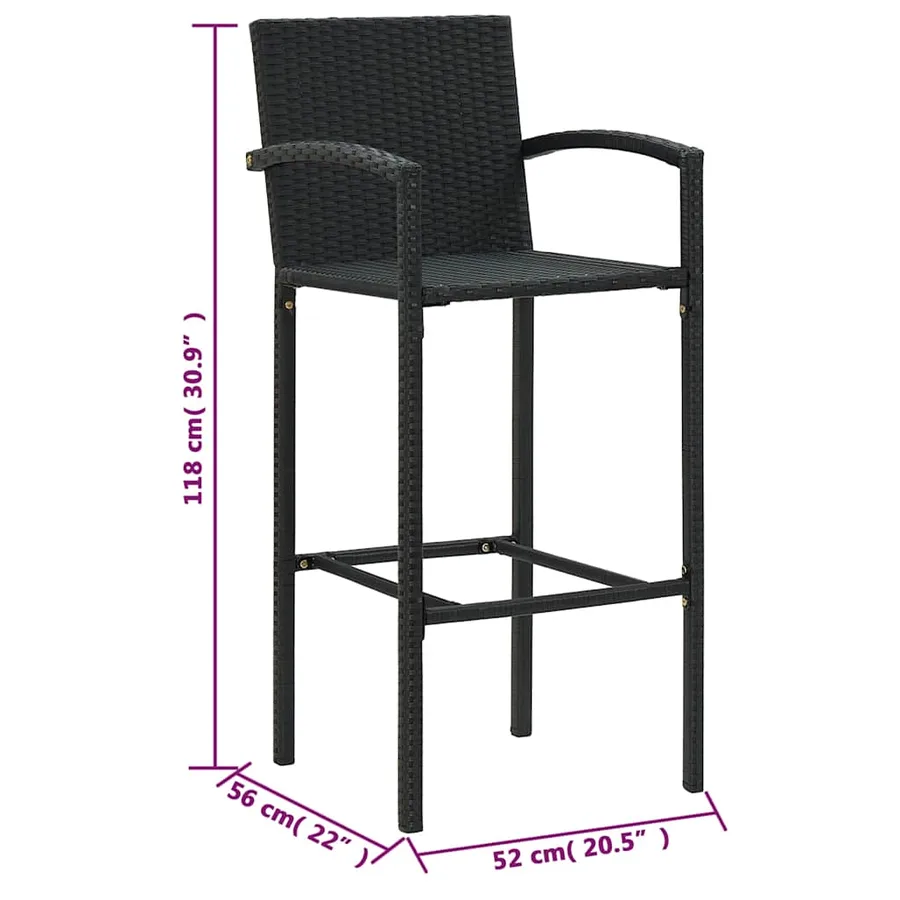 Ensemble de bar de jardin 5 pcs Résine tressée Noir - 13
