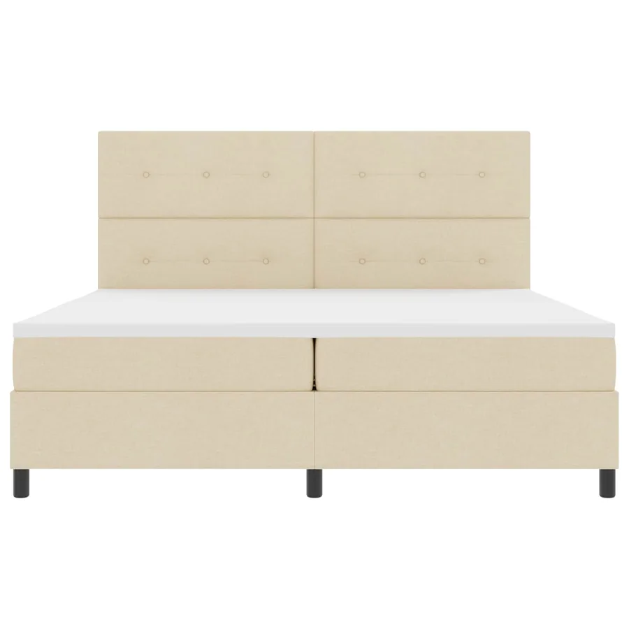 Lit à ressorts avec bandes LED Crème 200 x 200 cm tissu