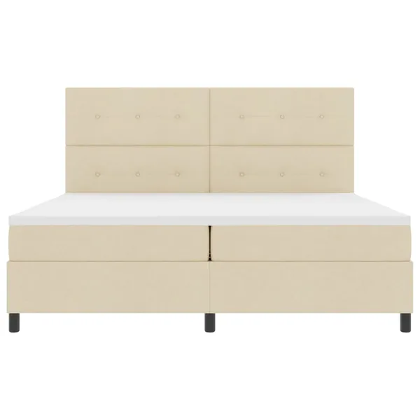 Lit à ressorts avec bandes LED Crème 200 x 200 cm tissu