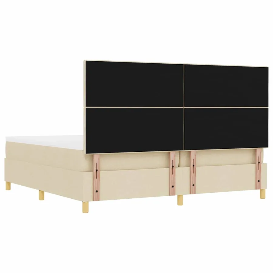 Lit à ressorts avec tête de lit Crème 200 x 200 cm tissu - 8