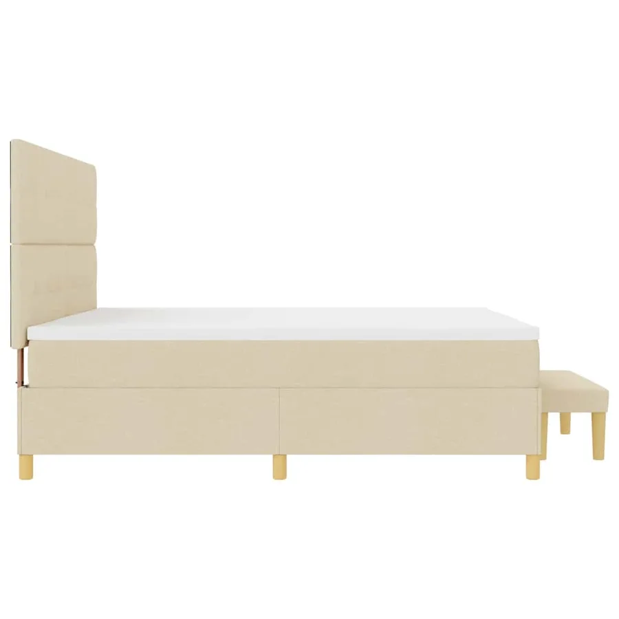 Lit à ressorts avec tête de lit Crème 200 x 200 cm tissu - 9