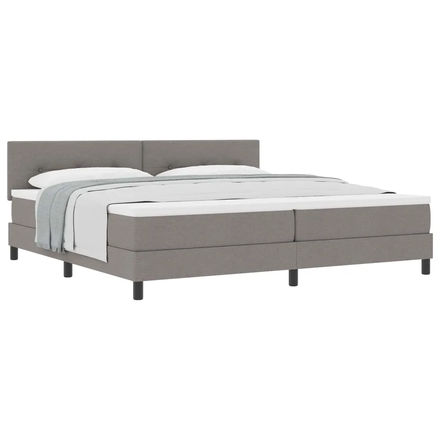 Lit à ressorts avec tête de lit Taupe 200 x 200 cm tissu - 2