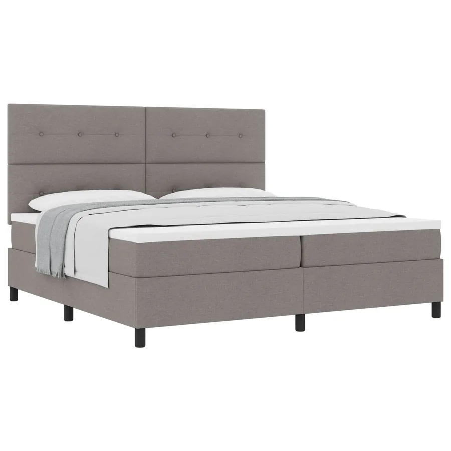 Lit à ressorts avec tête de lit Taupe 200 x 200 cm tissu - 2