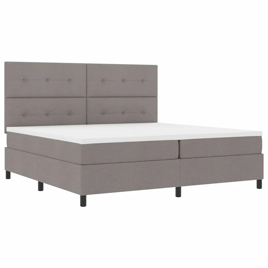 Lit à ressorts avec tête de lit Taupe 200 x 200 cm tissu - 5
