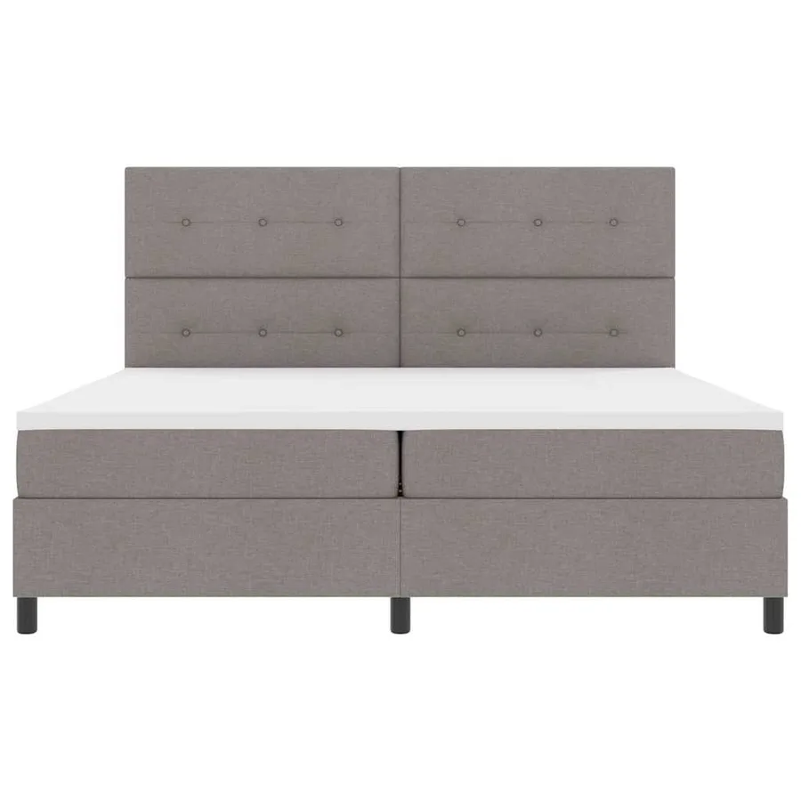Lit à ressorts avec tête de lit Taupe 200 x 200 cm tissu - 7