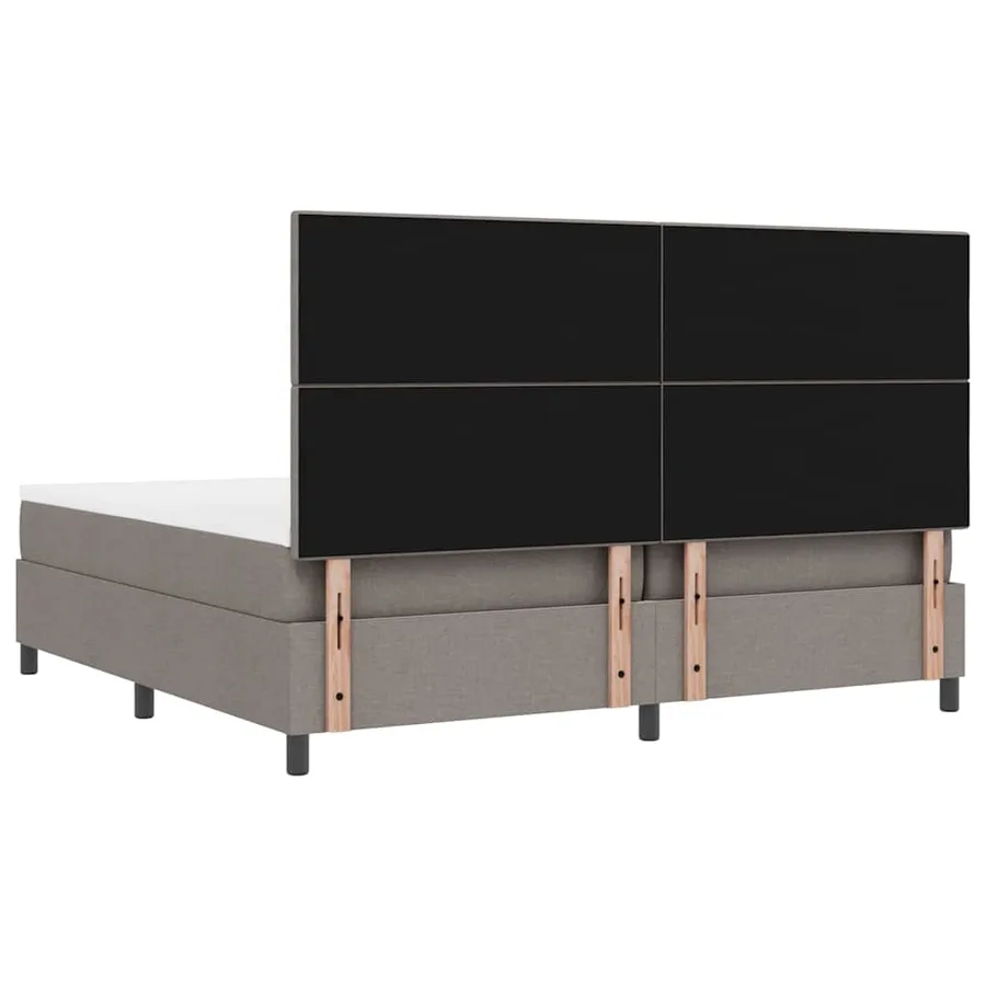 Lit à ressorts avec tête de lit Taupe 200 x 200 cm tissu - 9