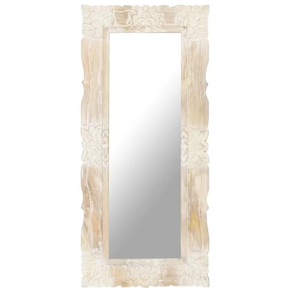 Miroir Blanc 110x50 cm Bois de manguier massif
