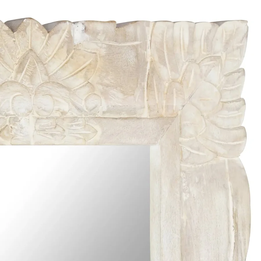 Miroir Blanc 110x50 cm Bois de manguier massif - 4
