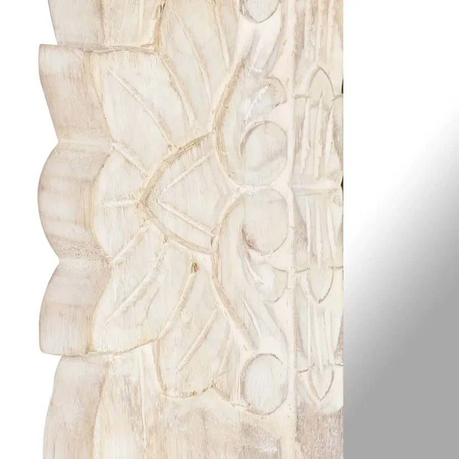 Miroir Blanc 110x50 cm Bois de manguier massif - 5