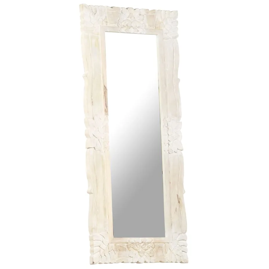 Miroir Blanc 110x50 cm Bois de manguier massif - 9