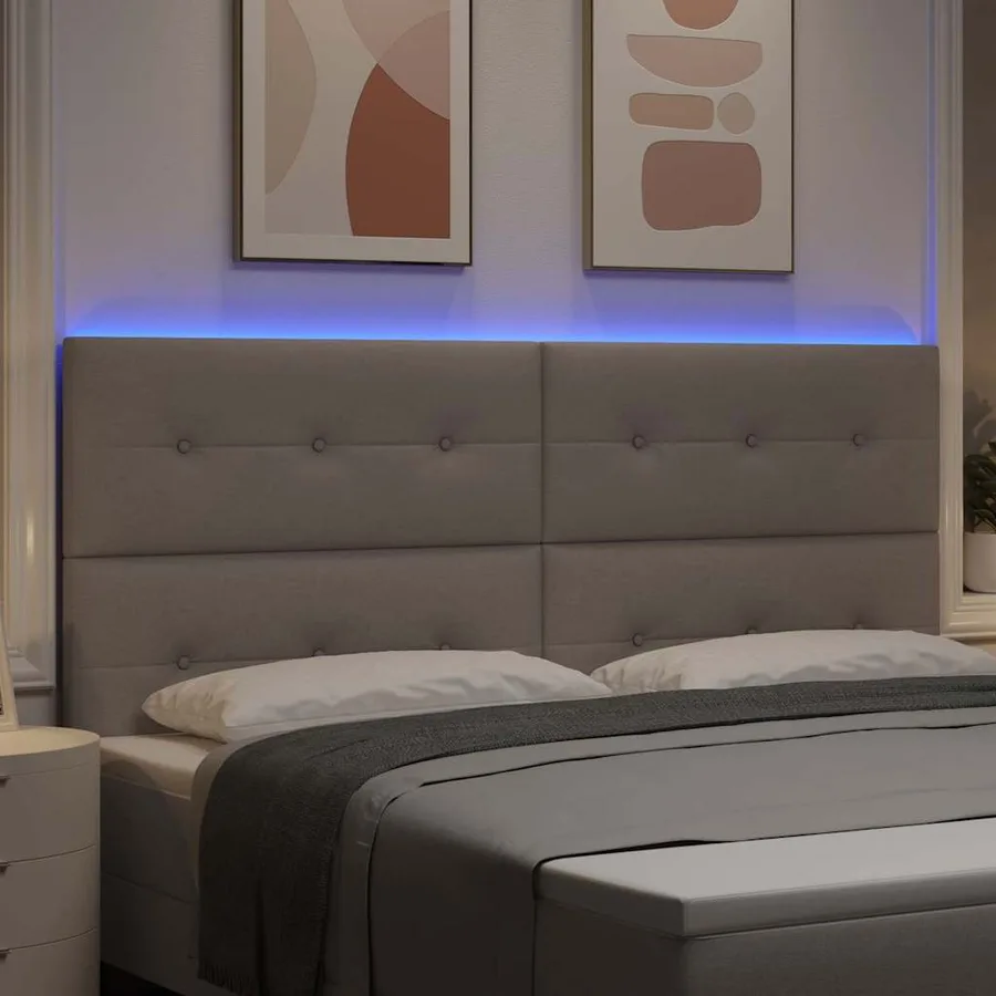 Tête de lit LED avec bandes LED Taupe 200 cm tissu - 4
