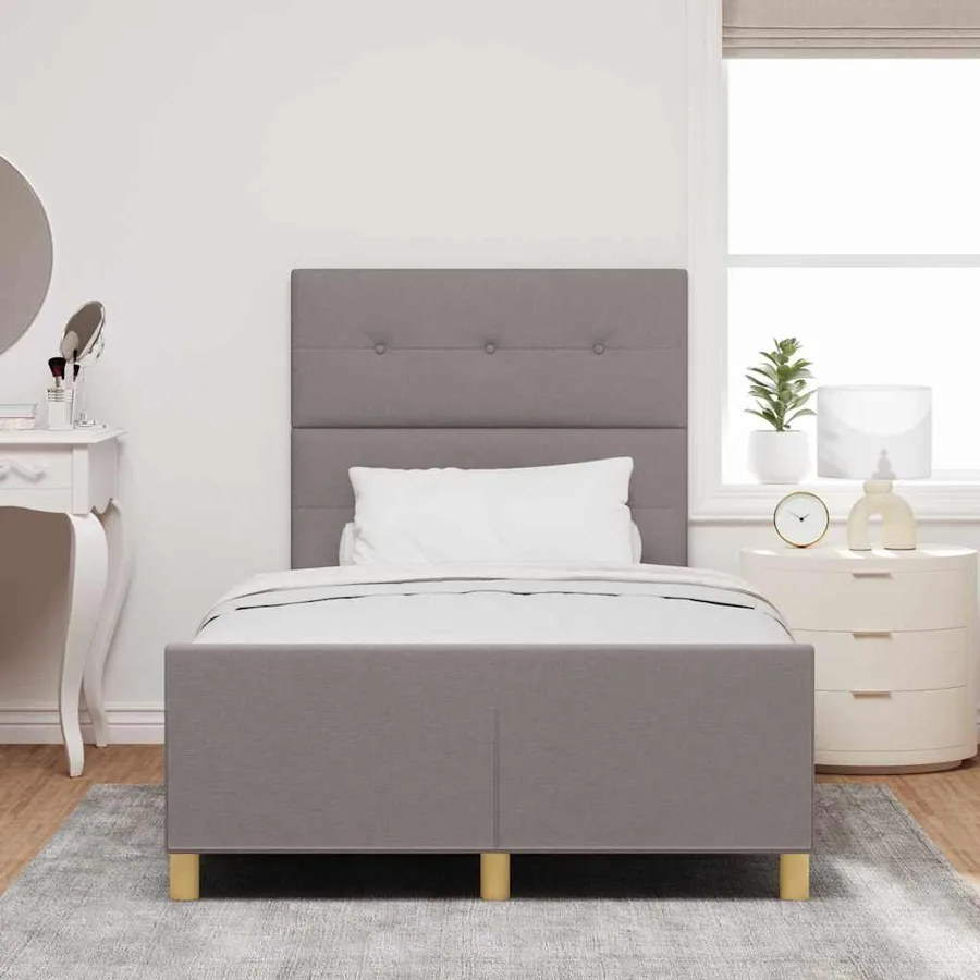 Cadre de lit avec tête de lit Taupe 120 x 190 cm tissu - 3