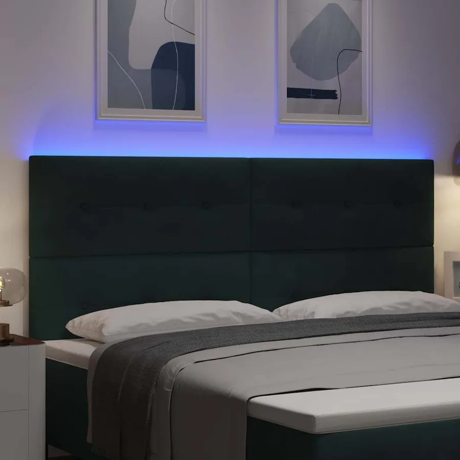 Tête de lit LED avec bandes LED Vert 200 cm Velours - 4