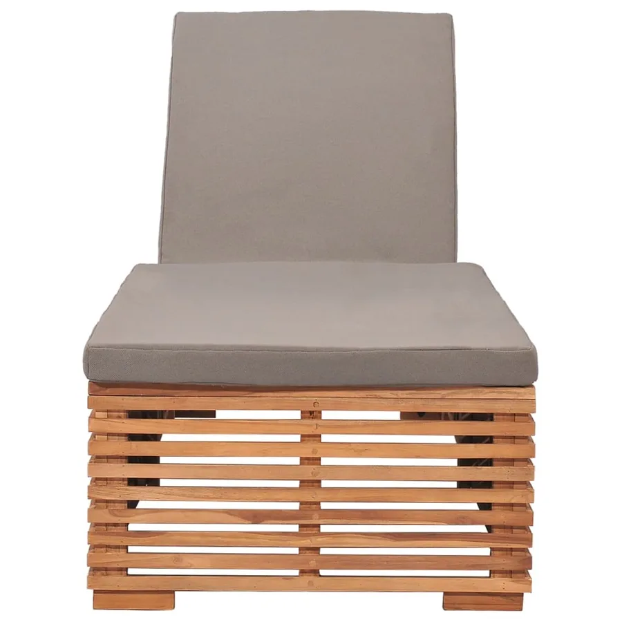 Chaise longue avec coussin gris foncé Bois de teck solide - 2