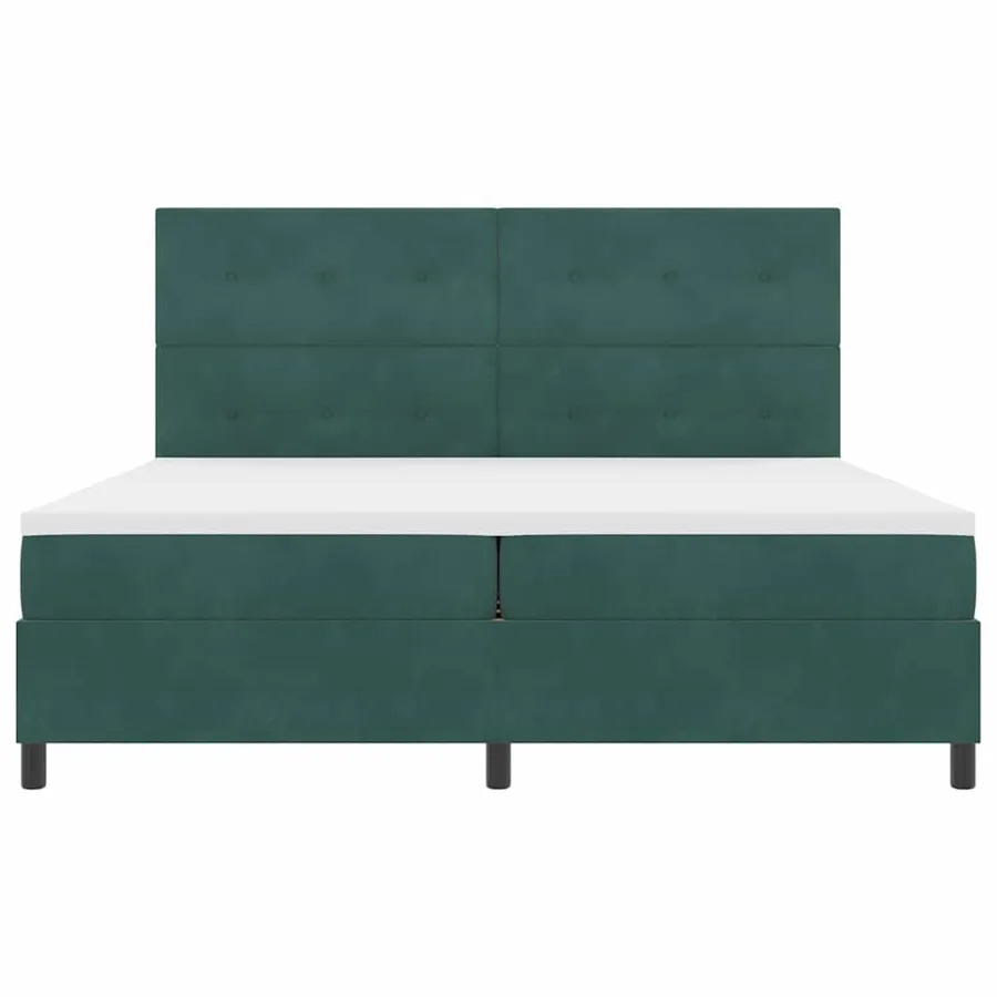 Lit à ressorts avec tête de lit Vert foncé 200 x 200 cm Velours - 7