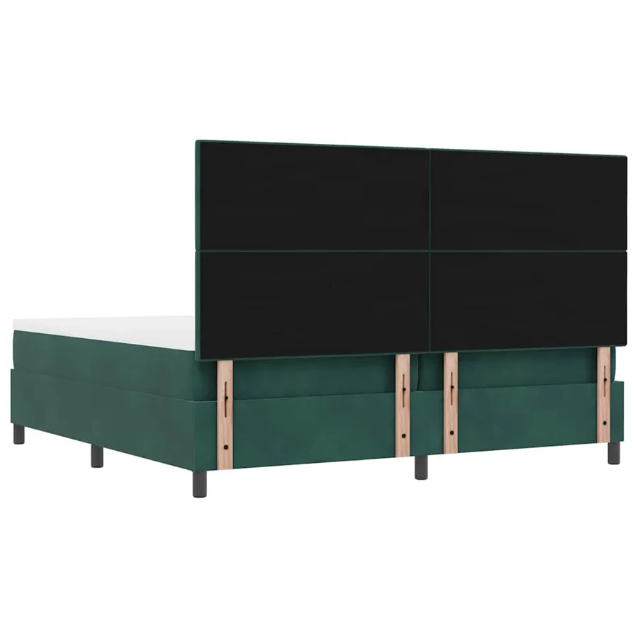 Lit à ressorts avec tête de lit Vert foncé 200 x 200 cm Velours - 10