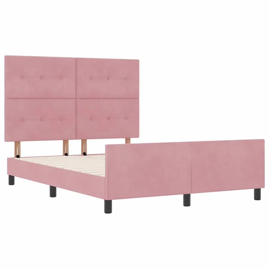 Lit à ressorts avec tête de lit Rose 160 x 200 cm Velours - 5