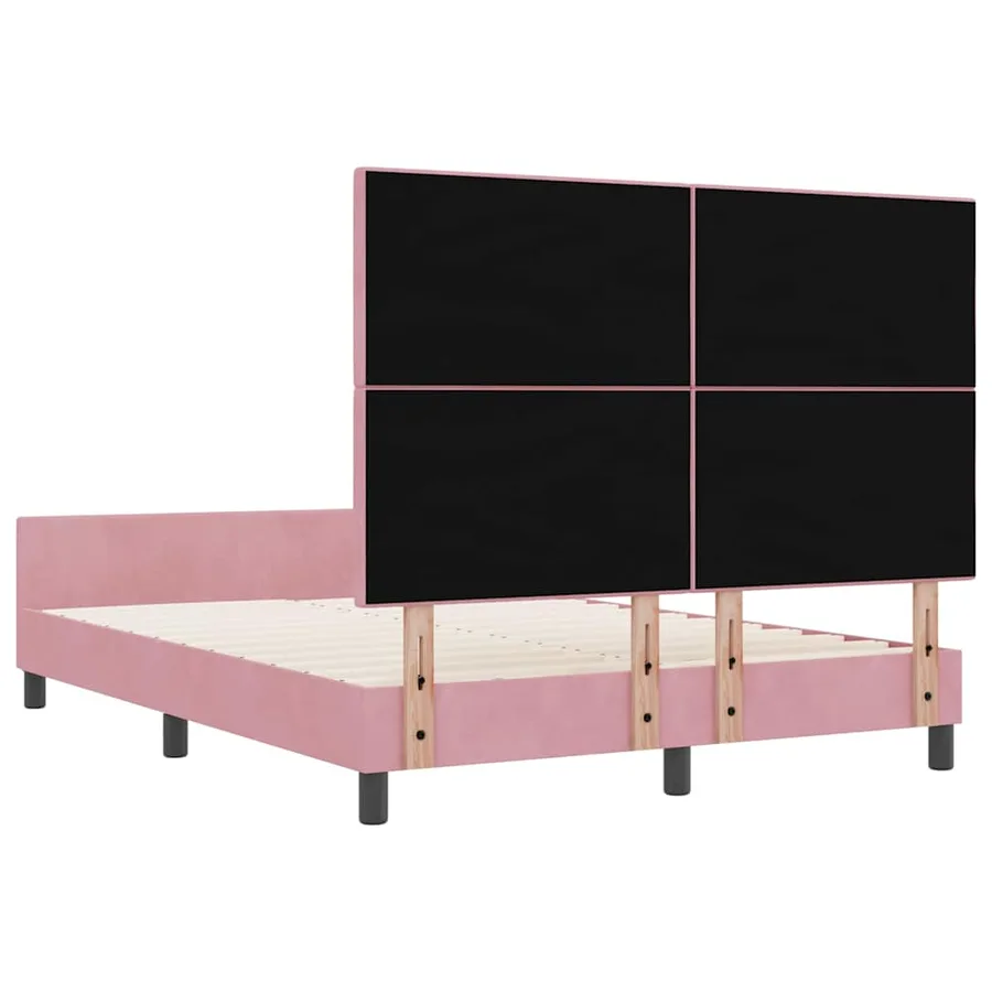 Lit à ressorts avec tête de lit Rose 160 x 200 cm Velours - 9