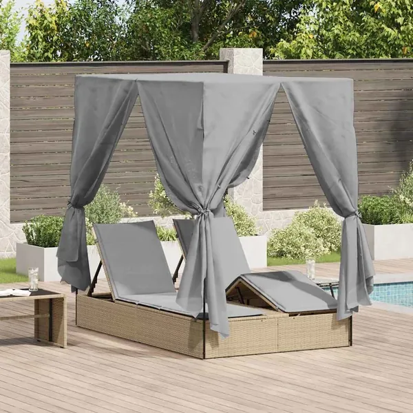 Transat double Réglable Gris 205 x 129 x 200 cm polyrotin