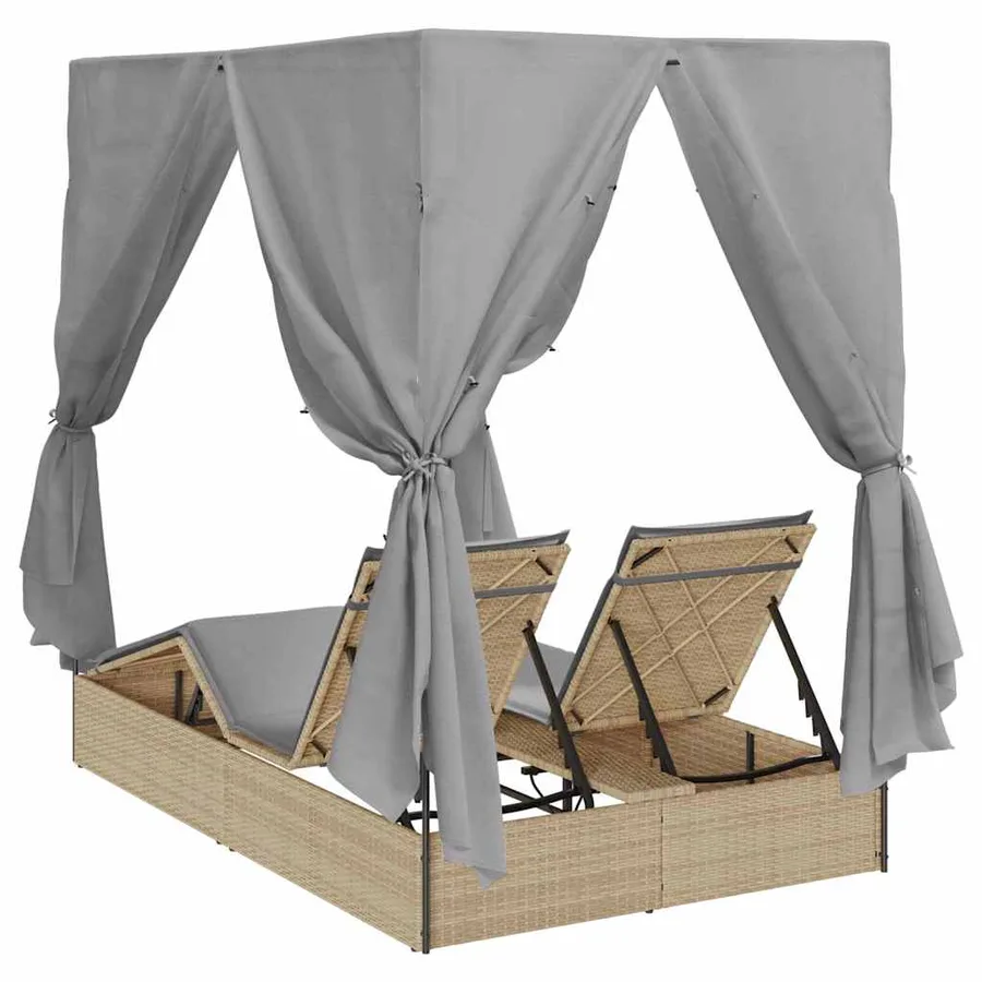 Transat double Réglable Gris 205 x 129 x 200 cm polyrotin - 7