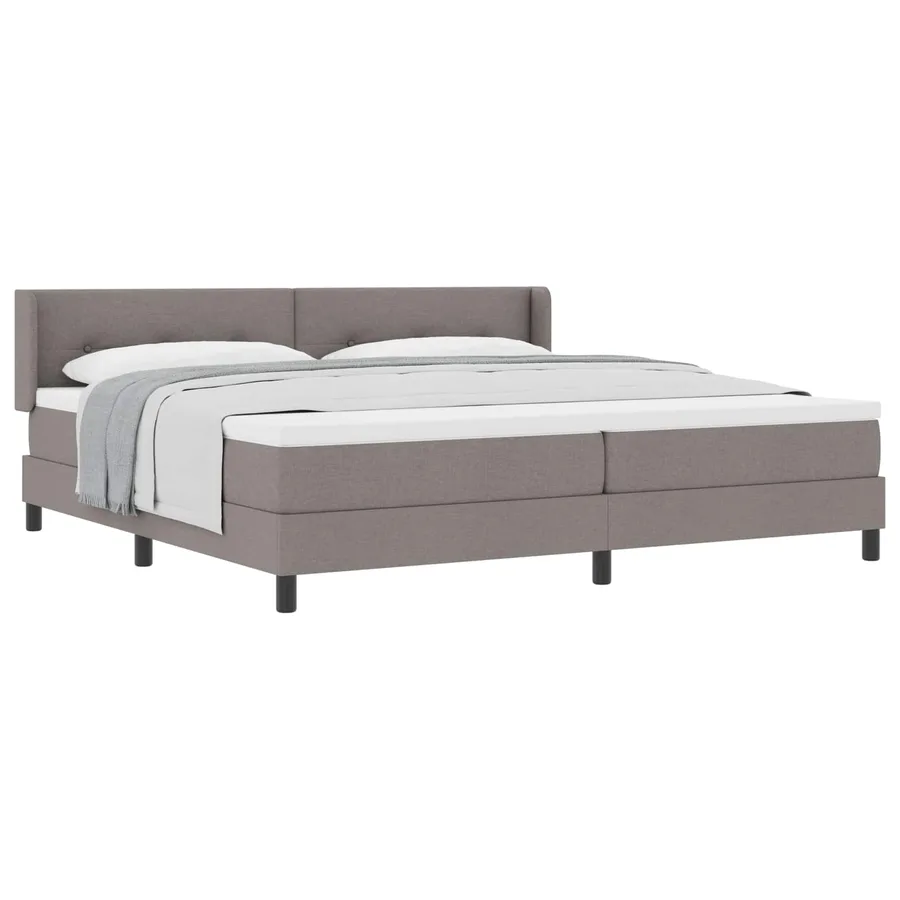 Lit à ressorts avec tête de lit Taupe 200 x 200 cm tissu - 2