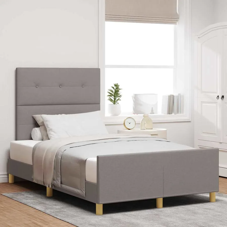 Cadre de lit avec tête de lit Taupe 120 x 200 cm tissu