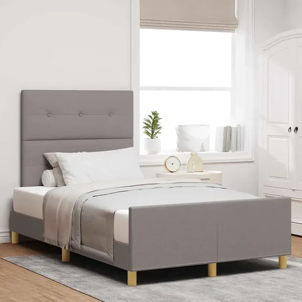 Cadre de lit avec tête de lit Taupe 120 x 200 cm tissu