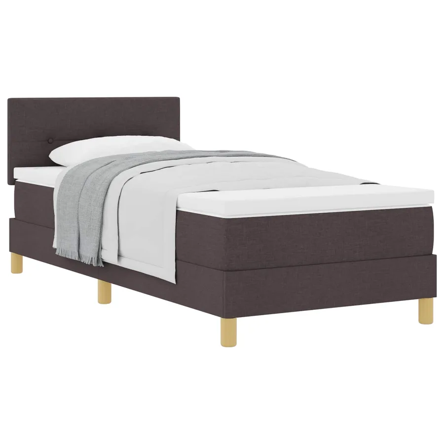 Lit à ressorts avec coussin Marron foncé 90 x 200 cm tissu - 2