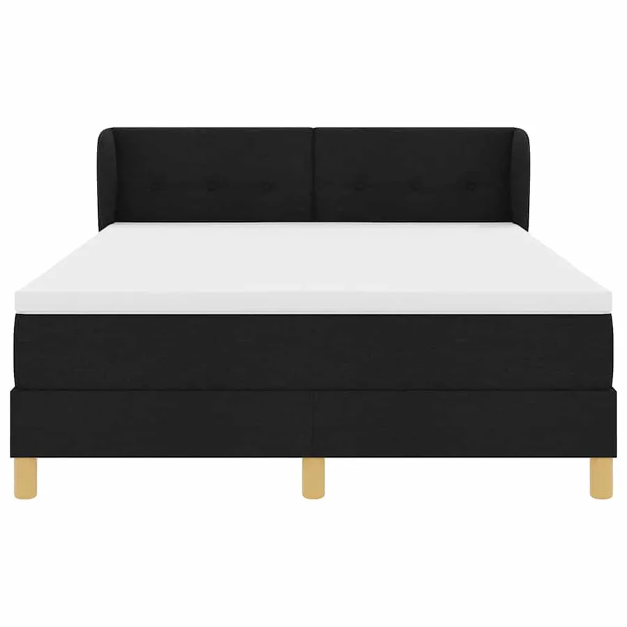 Lit à ressorts avec tête de lit Noir 140 x 200 cm tissu - 7