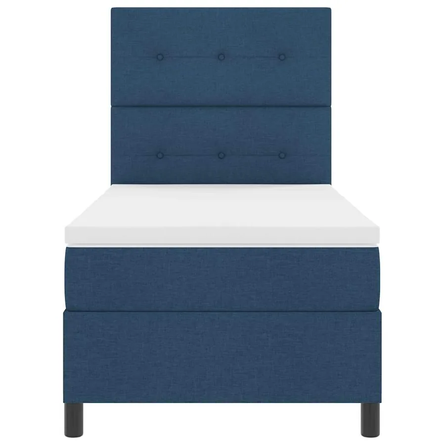 Lit à ressorts avec coussin Bleu 100 x 200 cm tissu - 7
