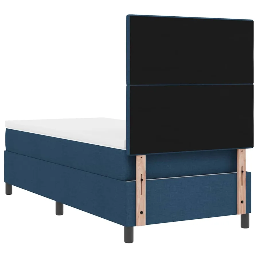 Lit à ressorts avec coussin Bleu 100 x 200 cm tissu - 9