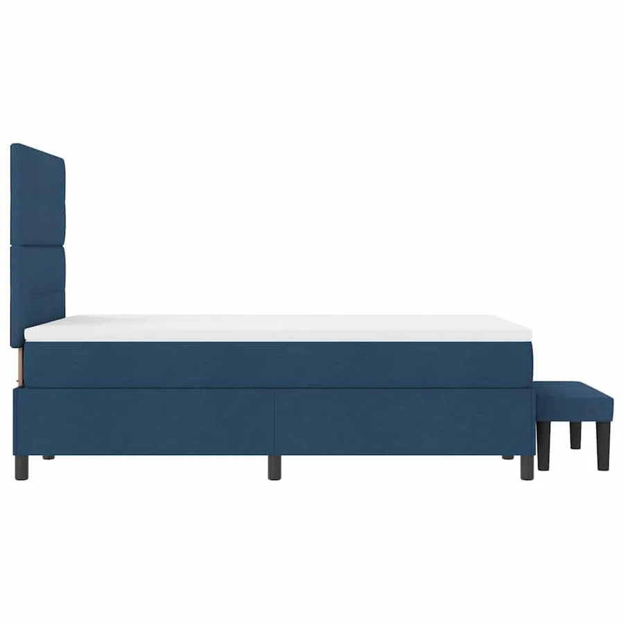 Lit à ressorts avec tête de lit Bleu 120 x 200 cm tissu - 9