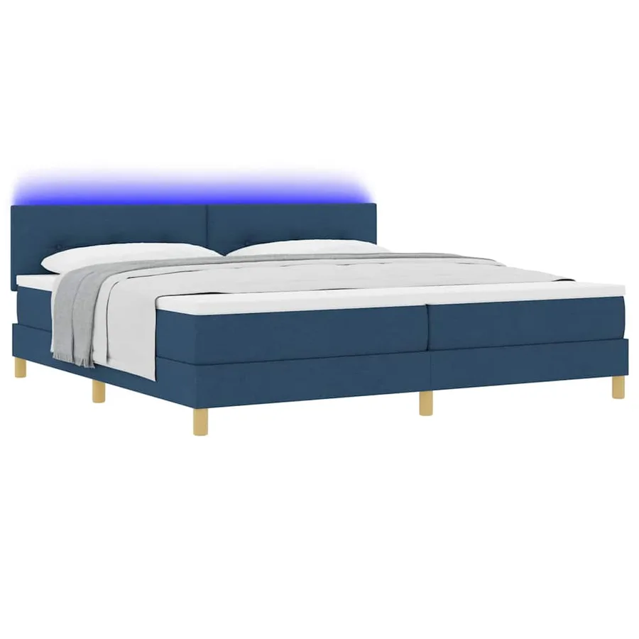 Lit à ressort LED avec bandes LED Bleu 200 x 200 cm tissu - 3