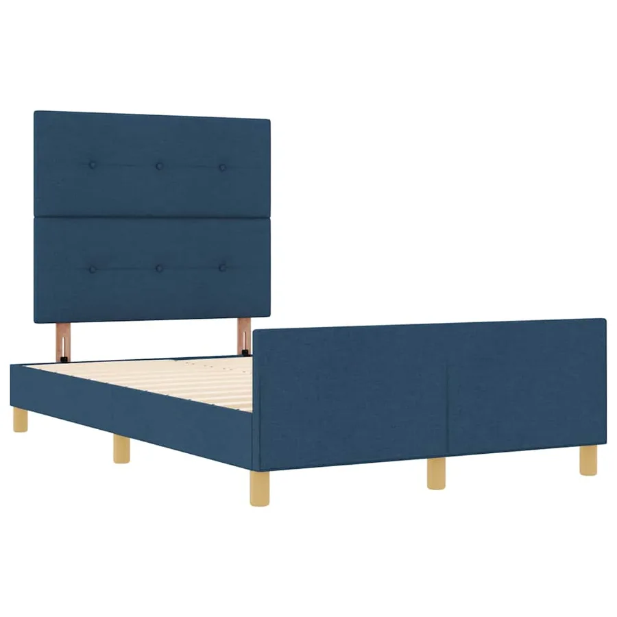 Cadre de lit avec tête de lit Bleu 120 x 190 cm tissu - 5