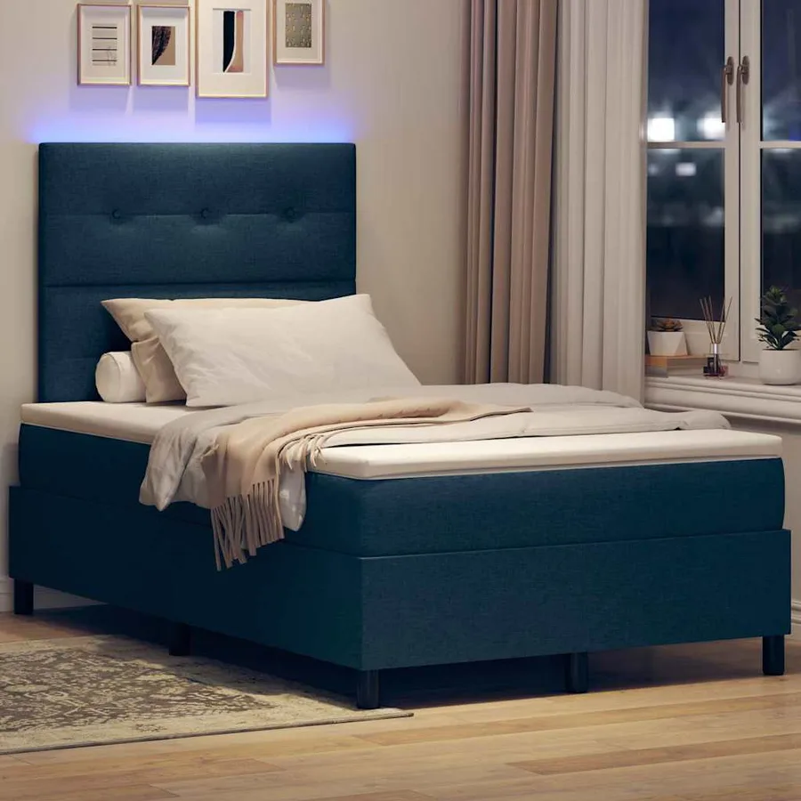 Lit à ressorts avec bandes LED Bleu 120 x 200 cm tissu - 5