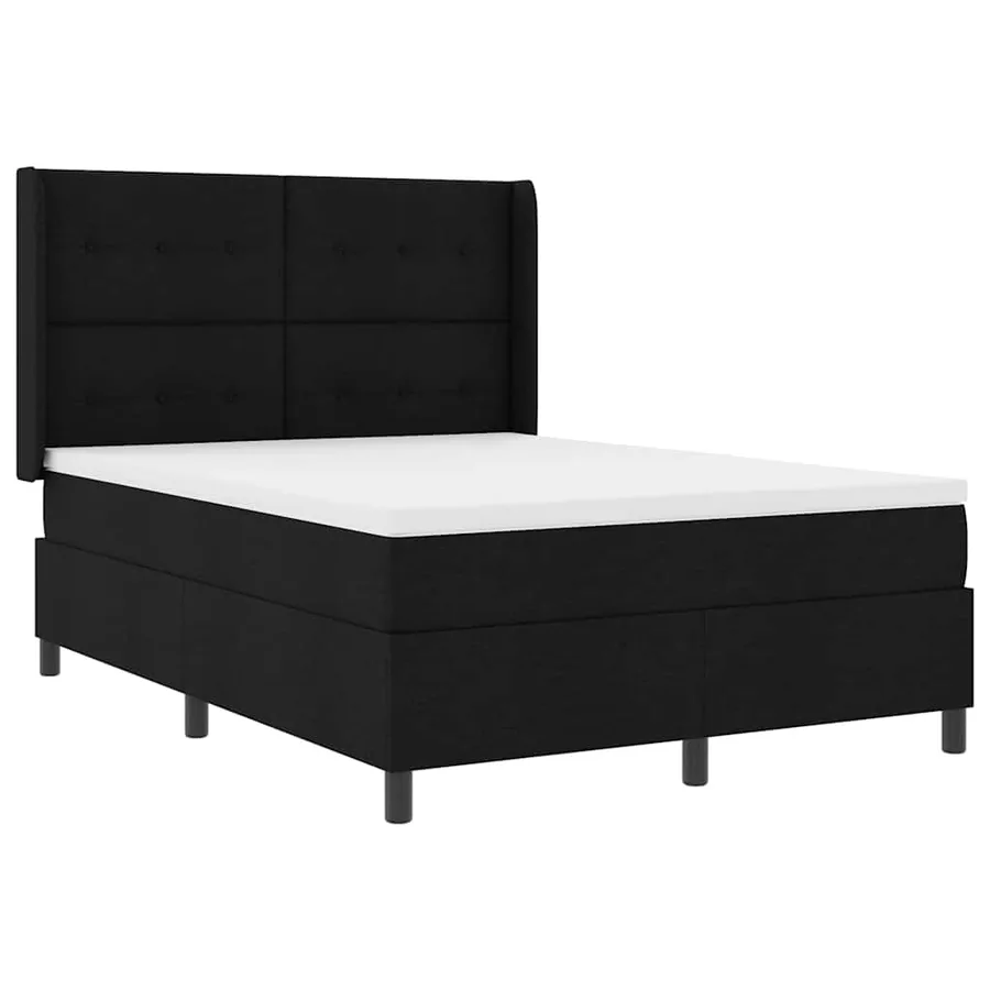 Lit à ressorts avec coussin Noir 190 x 140 cm tissu - 4